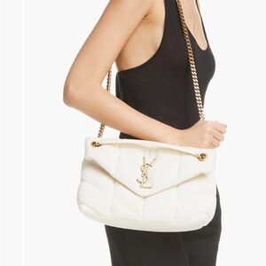 NWT Authentic YSL Loulou Puffer Off White Cream Color Shoulder Crossbody